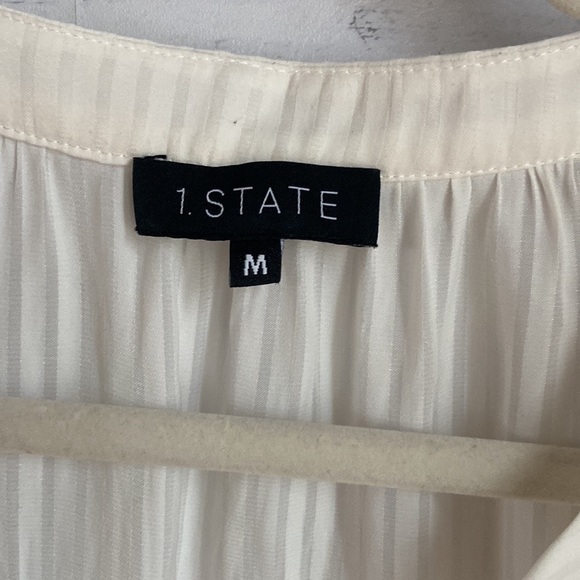 1.STATE satin sheer Neutral Button down shirts - Picture 7 of 9